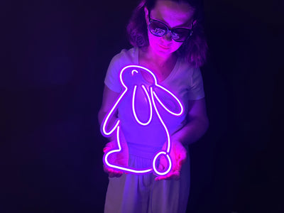 Rabbit 2 Neon Metal Sign