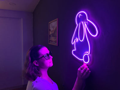 Rabbit 2 Neon Metal Sign