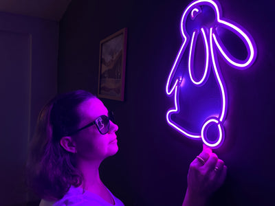 Rabbit 2 Neon Metal Sign