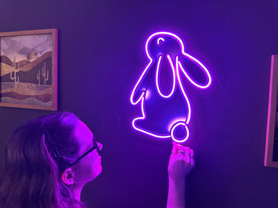 Rabbit 2 Neon Metal Sign