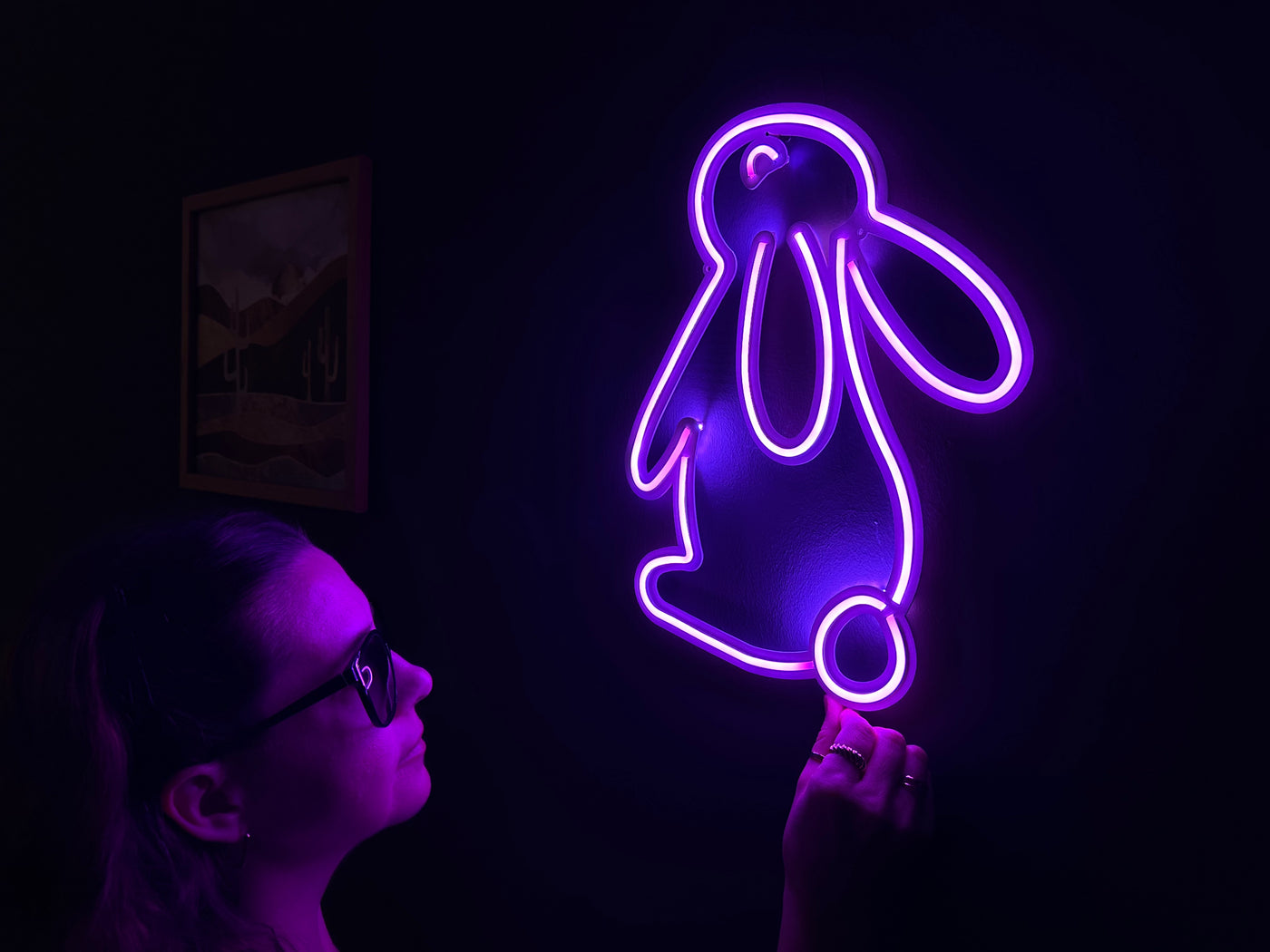 Rabbit 2 Neon Metal Sign