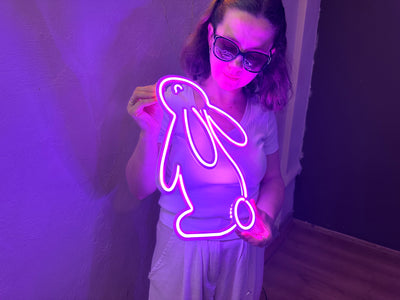 Rabbit 2 Neon Metal Sign