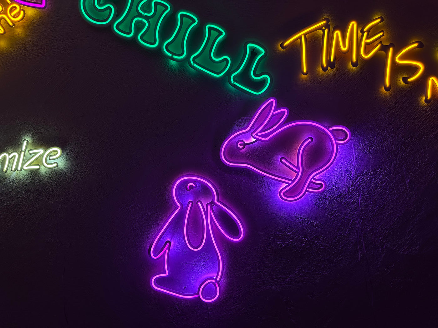 Rabbit 2 Neon Metal Sign