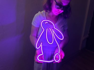 Rabbit 2 Neon Metal Sign