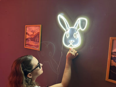 Rabbit 3 Neon Metal Sign