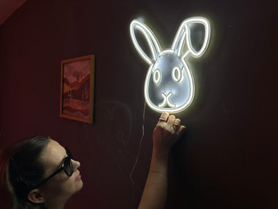 Rabbit 3 Neon Metal Sign