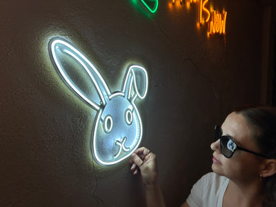 Rabbit 3 Neon Metal Sign