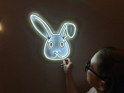 Rabbit 3 Neon Metal Sign