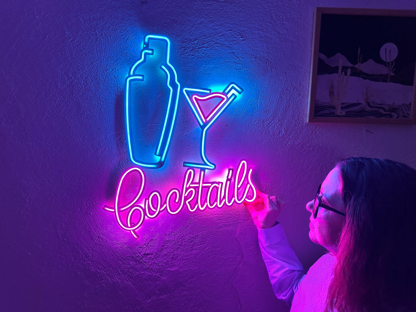 Shaker and Cocktails Neon Metal Sign