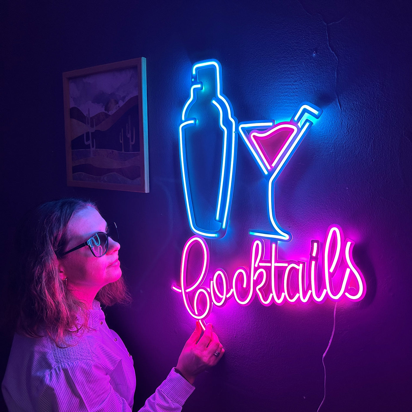 Shaker and Cocktails Neon Metal Sign