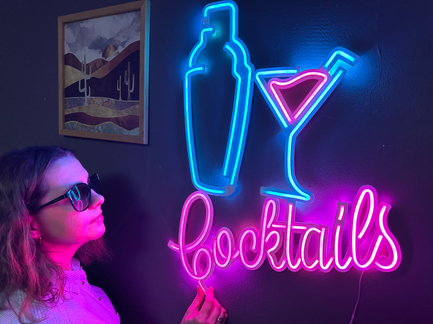 Shaker and Cocktails Neon Metal Sign