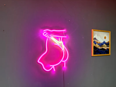 Peachy Naked Neon Metal Sign