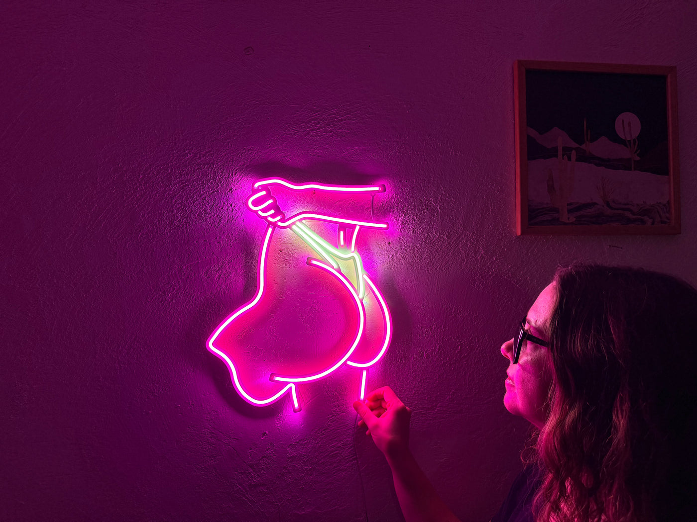 Peachy Naked Neon Metal Sign