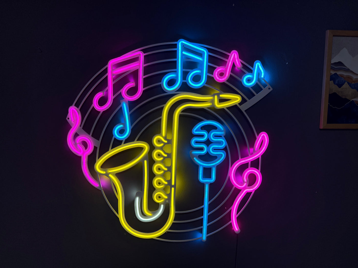 Saxophone & Music Neon Metal Sign