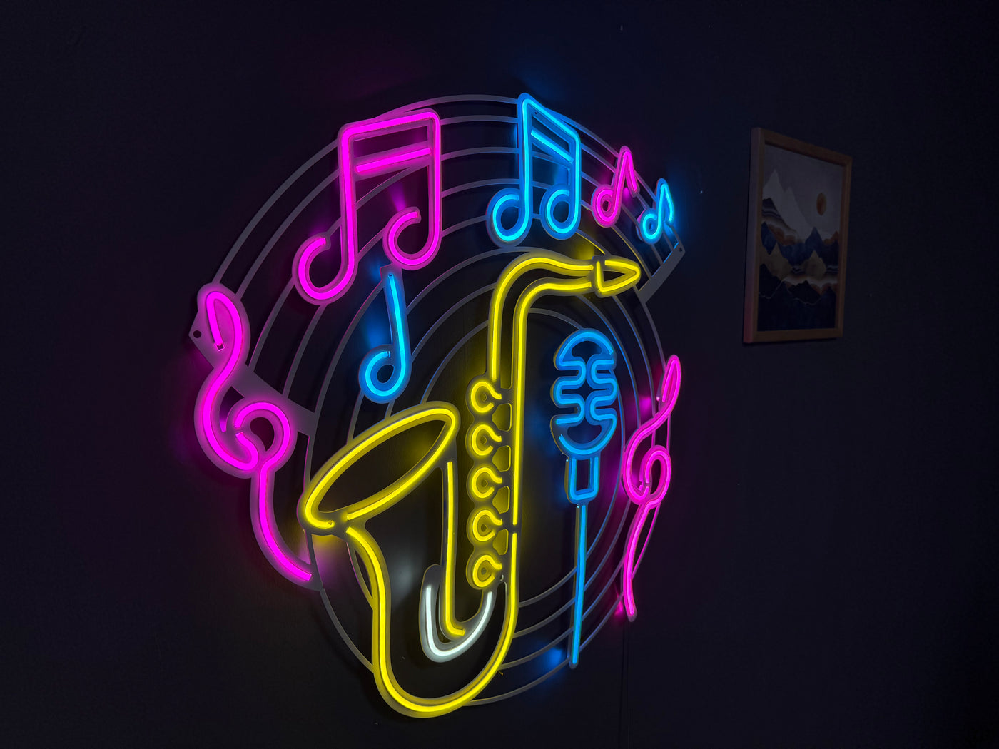 Saxophone & Music Neon Metal Sign