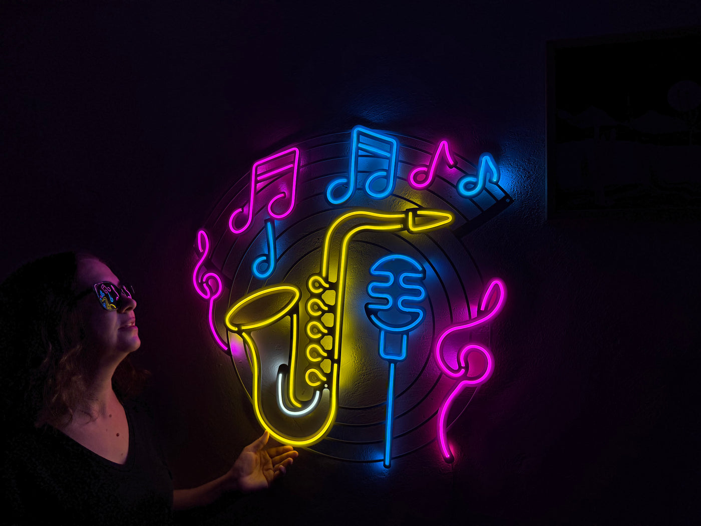 Saxophone & Music Neon Metal Sign