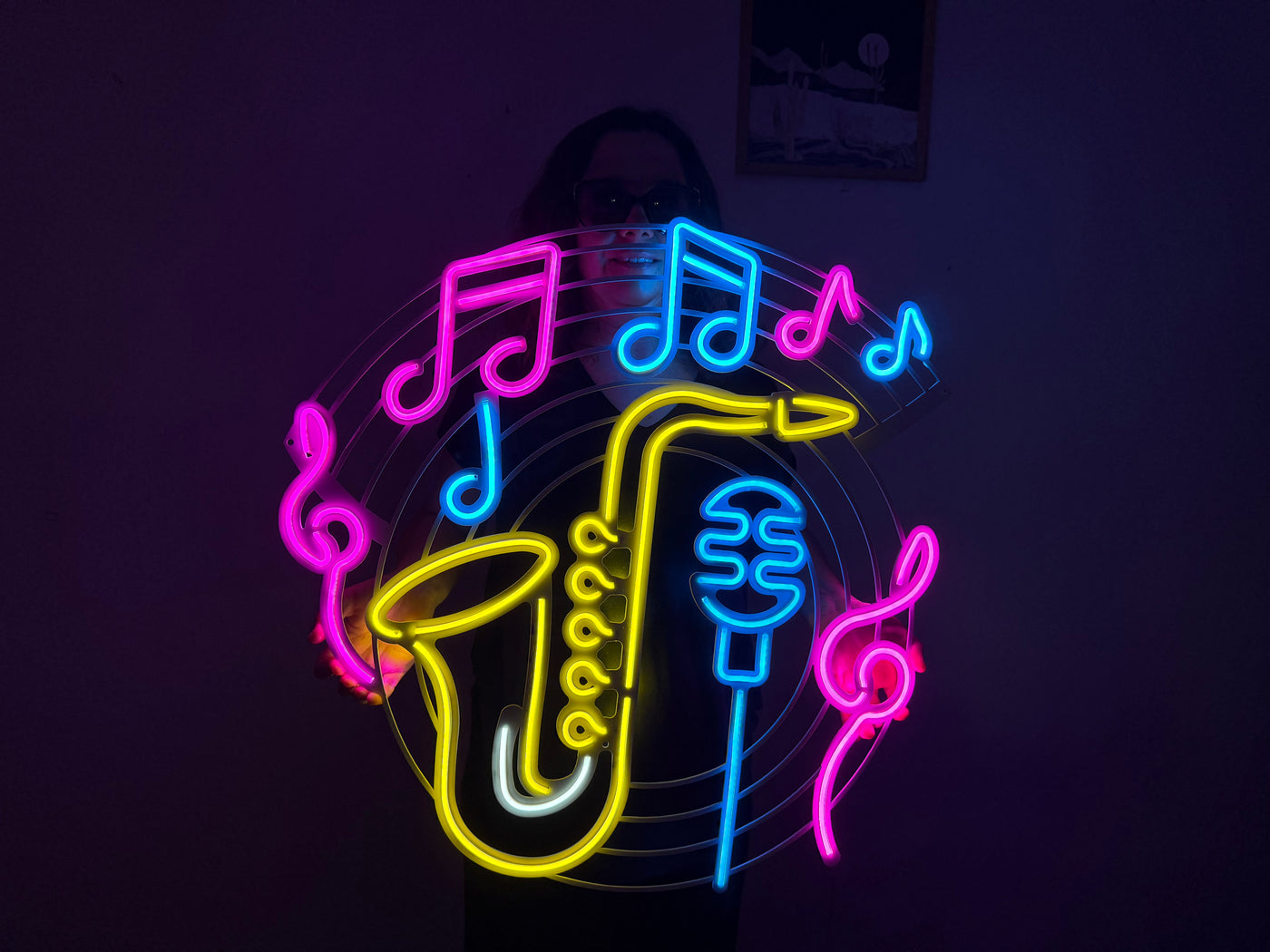 Saxophone & Music Neon Metal Sign