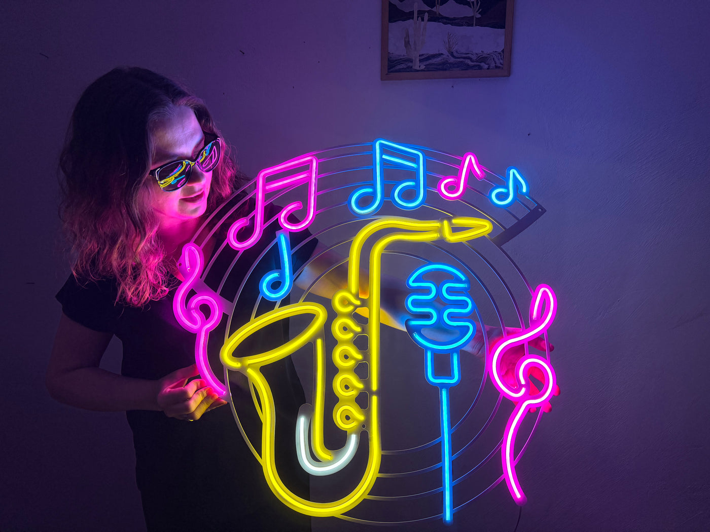 Saxophone & Music Neon Metal Sign