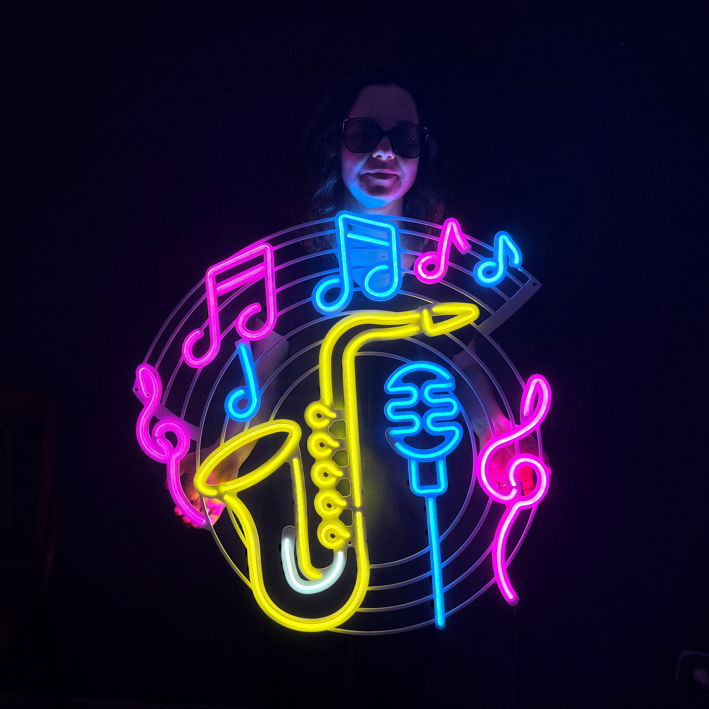 Saxophone & Music Neon Metal Sign