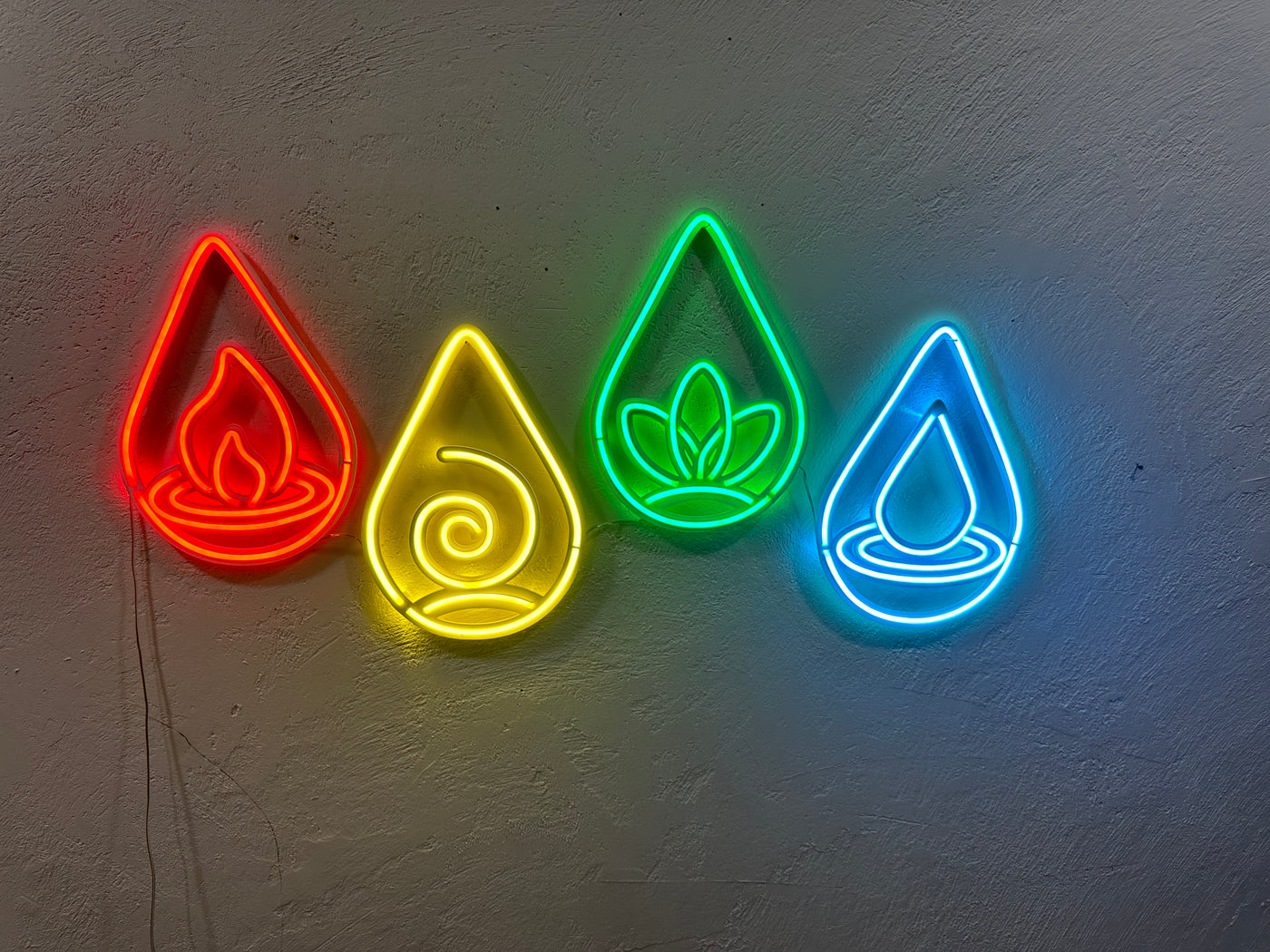 Four Elements Neon Sign, Neon Metal Wall Art