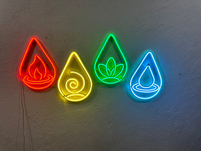 Four Elements Neon Sign, Neon Metal Wall Art