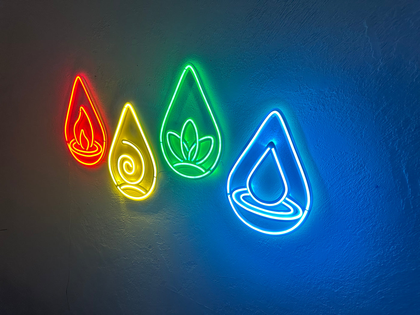 Four Elements Neon Sign, Neon Metal Wall Art