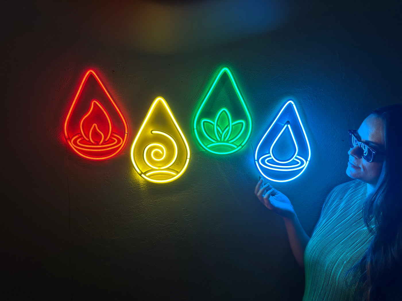 Four Elements Neon Sign, Neon Metal Wall Art