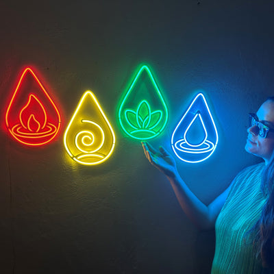 Four Elements Neon Sign, Neon Metal Wall Art