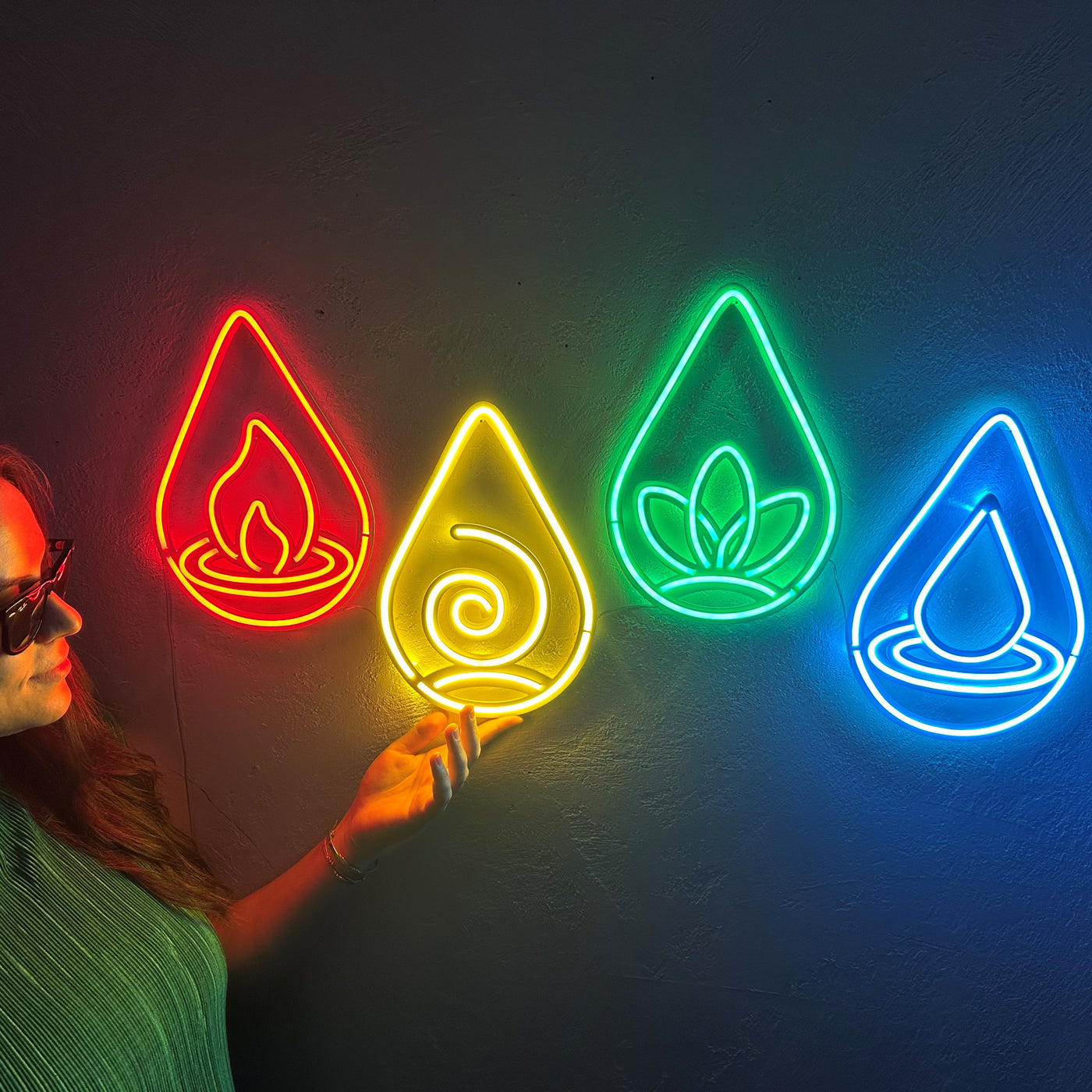 Four Elements Neon Sign, Neon Metal Wall Art