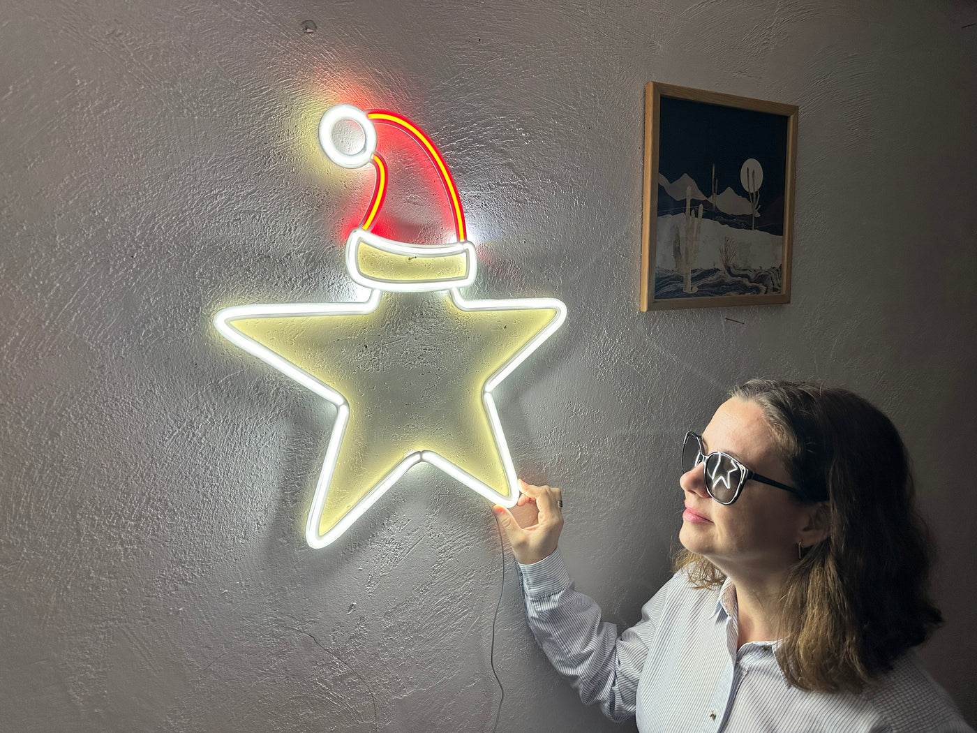 Christmas Star Neon Sign, Neon Metal Wall Art