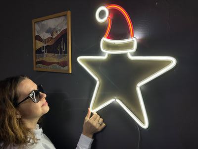 Christmas Star Neon Sign, Neon Metal Wall Art