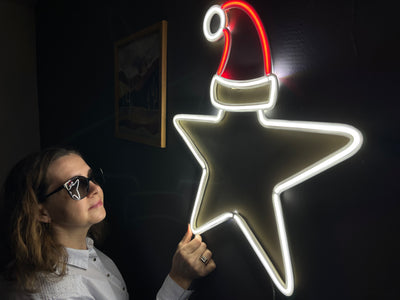 Christmas Star Neon Sign, Neon Metal Wall Art