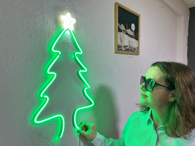 Christmas Tree Neon Sign, Neon Metal Wall Art