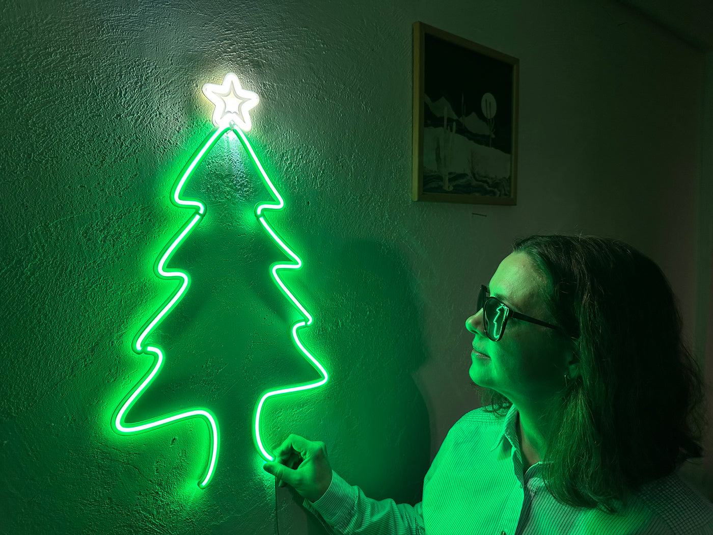 Christmas Tree Neon Sign, Neon Metal Wall Art