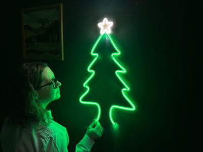 Christmas Tree Neon Sign, Neon Metal Wall Art