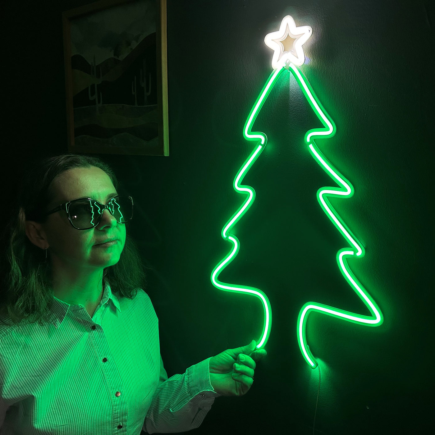 Christmas Tree Neon Sign, Neon Metal Wall Art