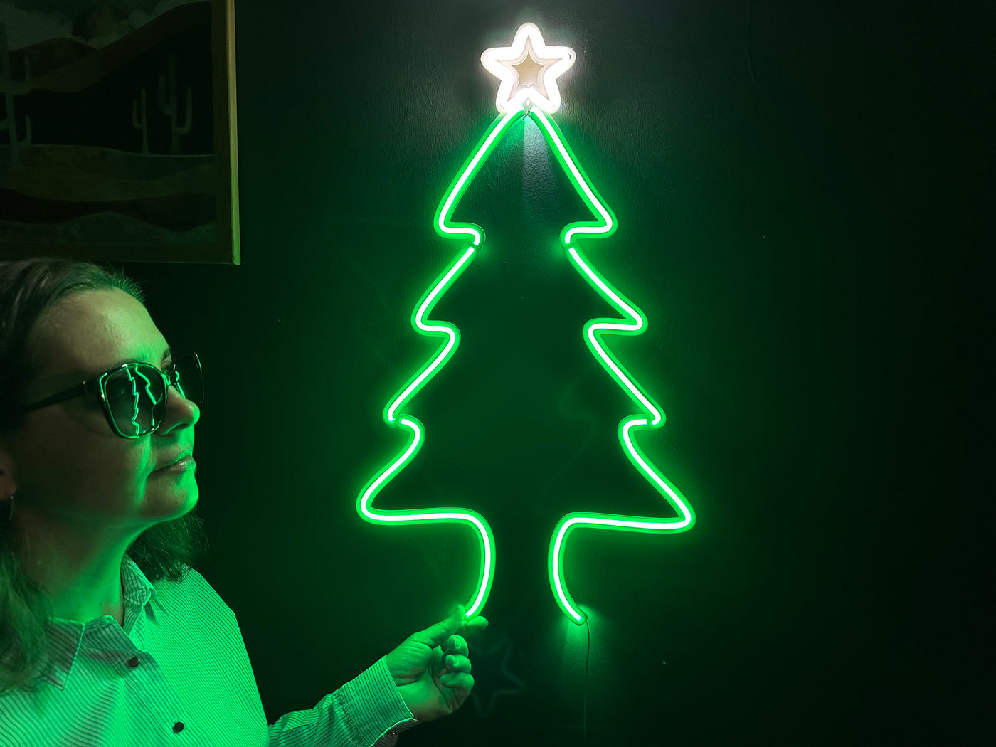 Christmas Tree Neon Sign, Neon Metal Wall Art