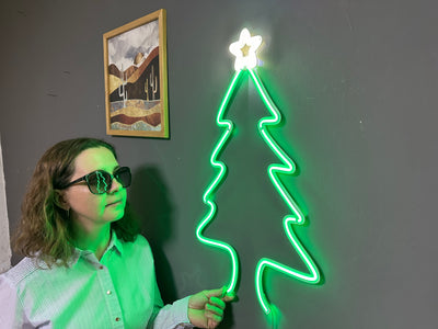 Christmas Tree Neon Sign, Neon Metal Wall Art