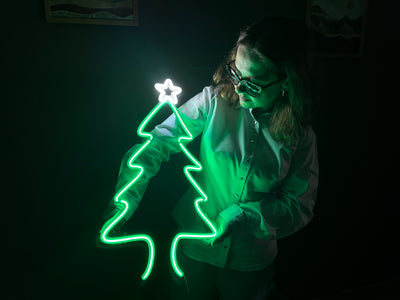 Christmas Tree Neon Sign, Neon Metal Wall Art