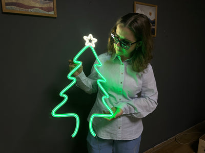 Christmas Tree Neon Sign, Neon Metal Wall Art