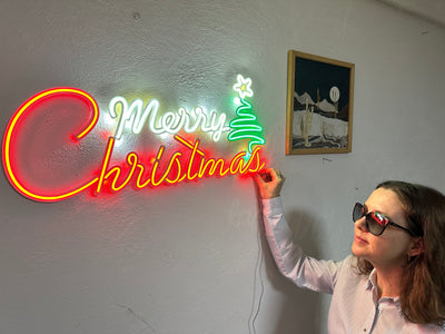 Merry Christmas Neon Sign, Neon Metal Wall Art