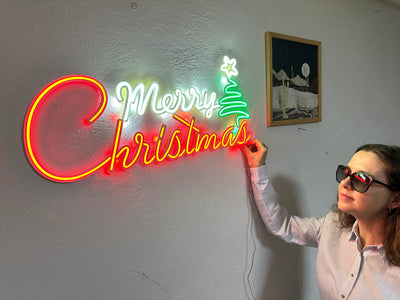 Merry Christmas Neon Sign, Neon Metal Wall Art