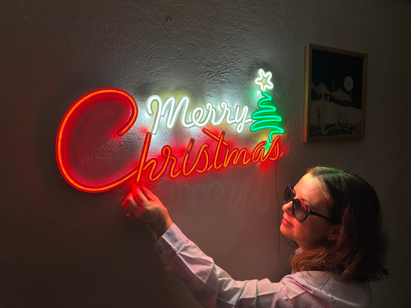 Merry Christmas Neon Sign, Neon Metal Wall Art