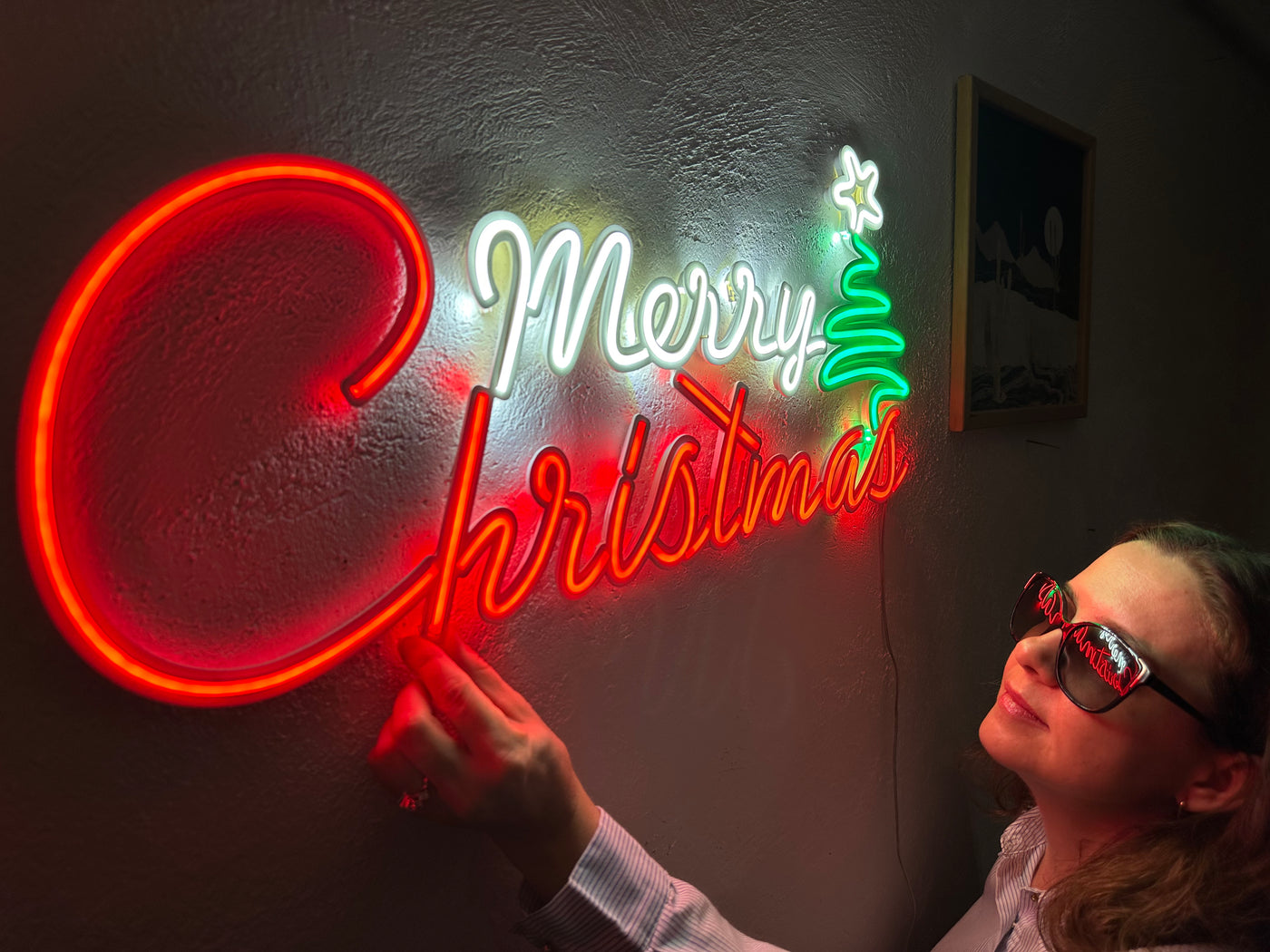 Merry Christmas Neon Sign, Neon Metal Wall Art