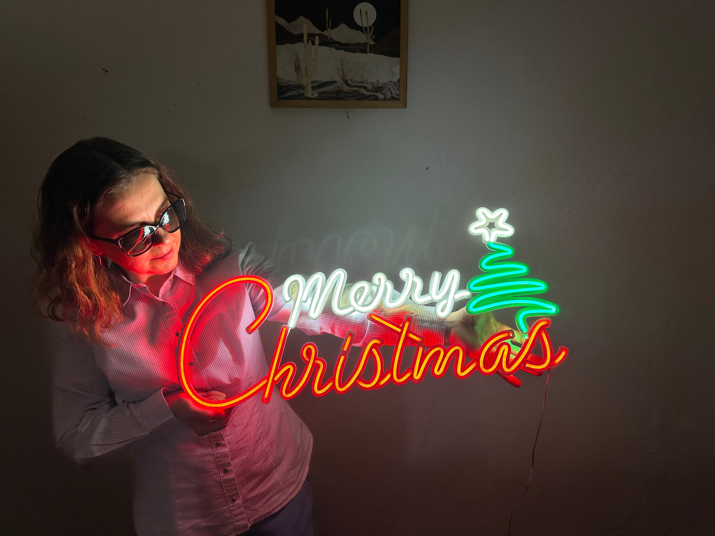 Merry Christmas Neon Sign, Neon Metal Wall Art