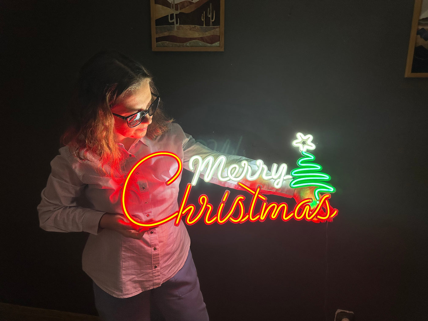 Merry Christmas Neon Sign, Neon Metal Wall Art