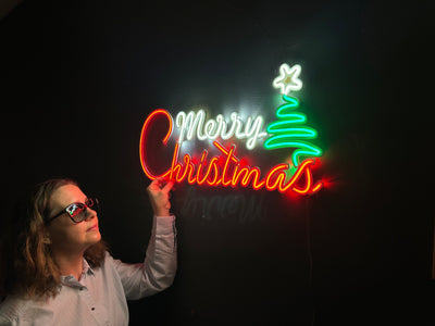 Merry Christmas Neon Sign, Neon Metal Wall Art