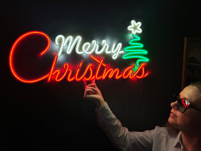 Merry Christmas Neon Sign, Neon Metal Wall Art