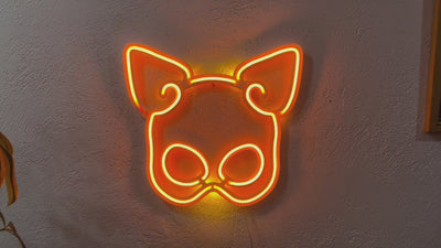 Latex Mask Neon Metal Sign