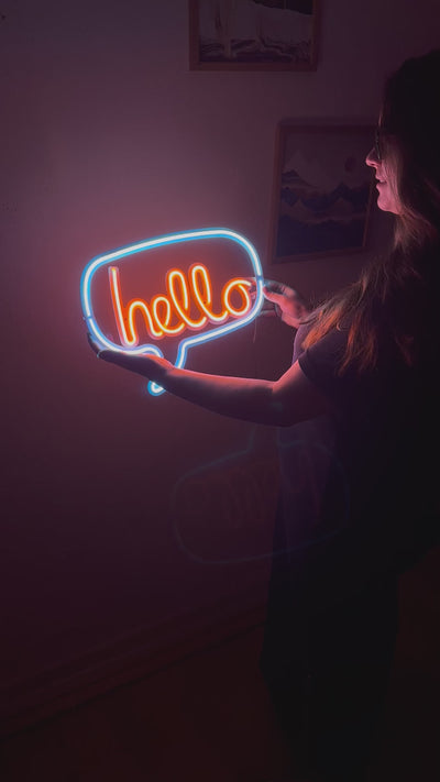 Hello Neon Metal Sign, Neon Wall Decor